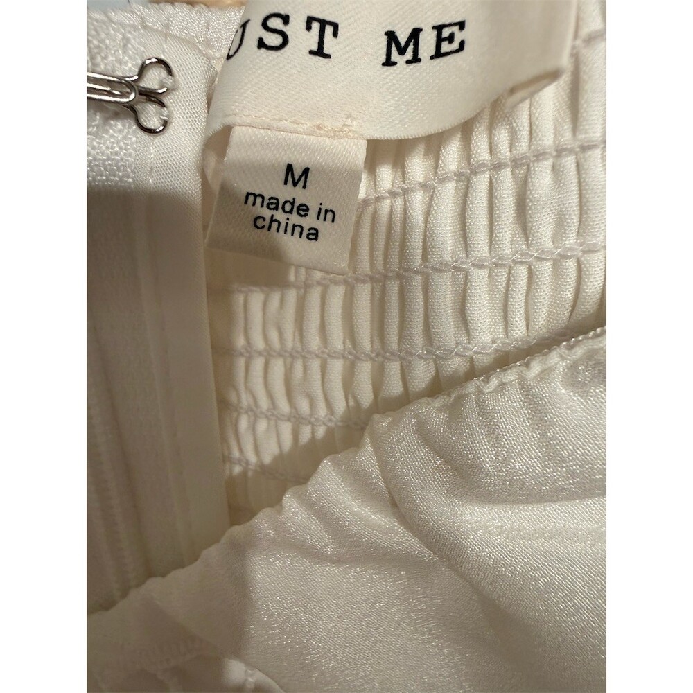 Just Me Maxi Dress Womens Size M White Lace Off Shoulder Puff Sleeve Long - Picture 5 of 7